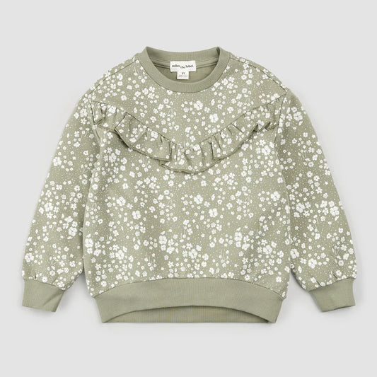 Imprimé fleuri sur un sweatshirt sauge | Miles the Label