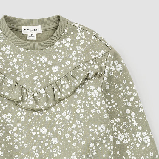Imprimé fleuri sur un sweatshirt sauge | Miles the Label