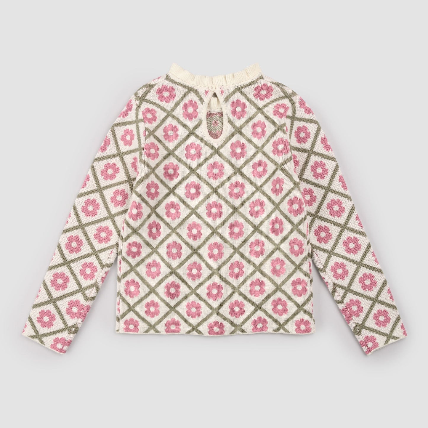 Scalloped Mock Neck Sweater | Pink Daisy | Miles the Label