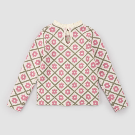 Scalloped Mock Neck Sweater | Pink Daisy | Miles the Label