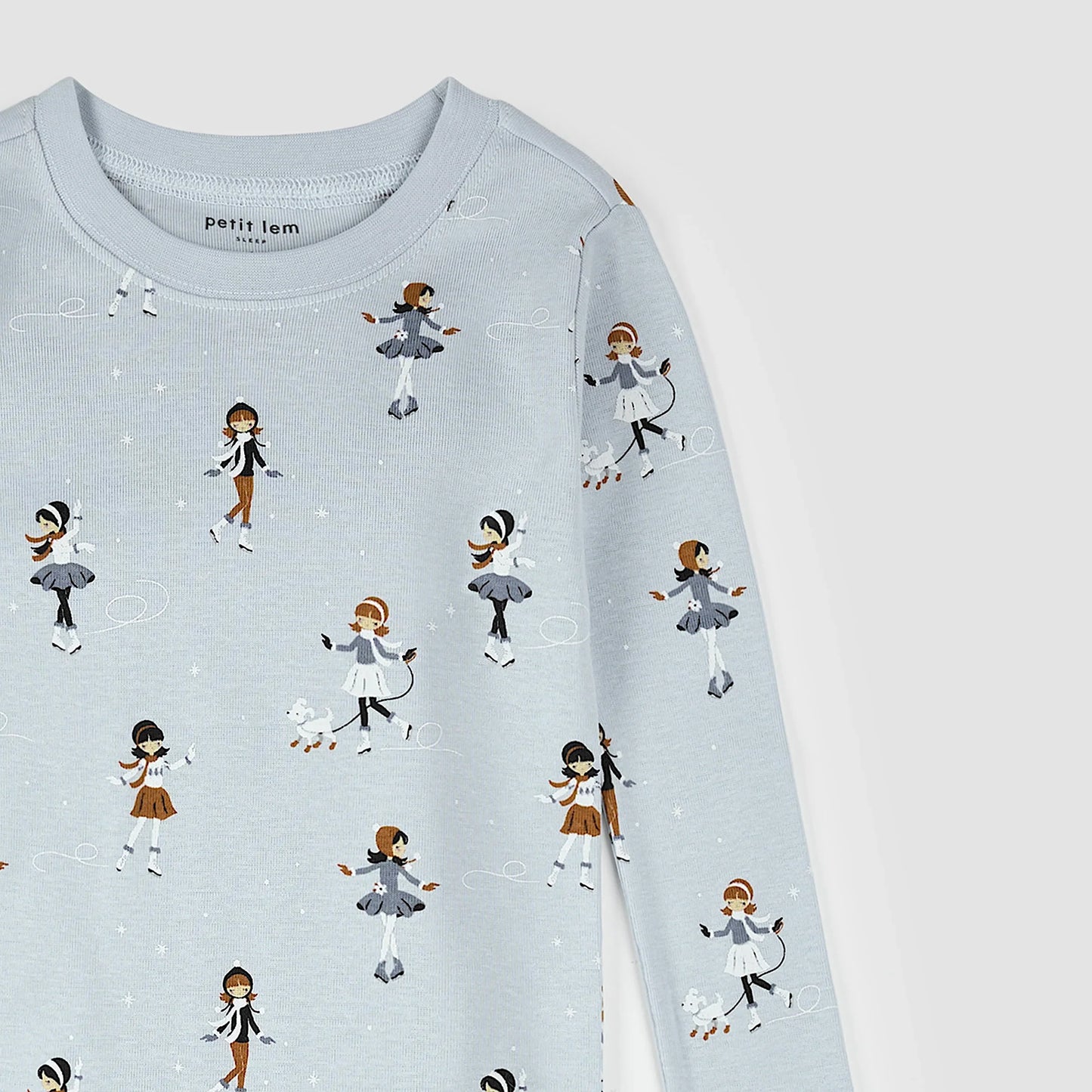 Ensemble pyjama | Imprimé patinage artistique sur bleu perle | Petit Lem