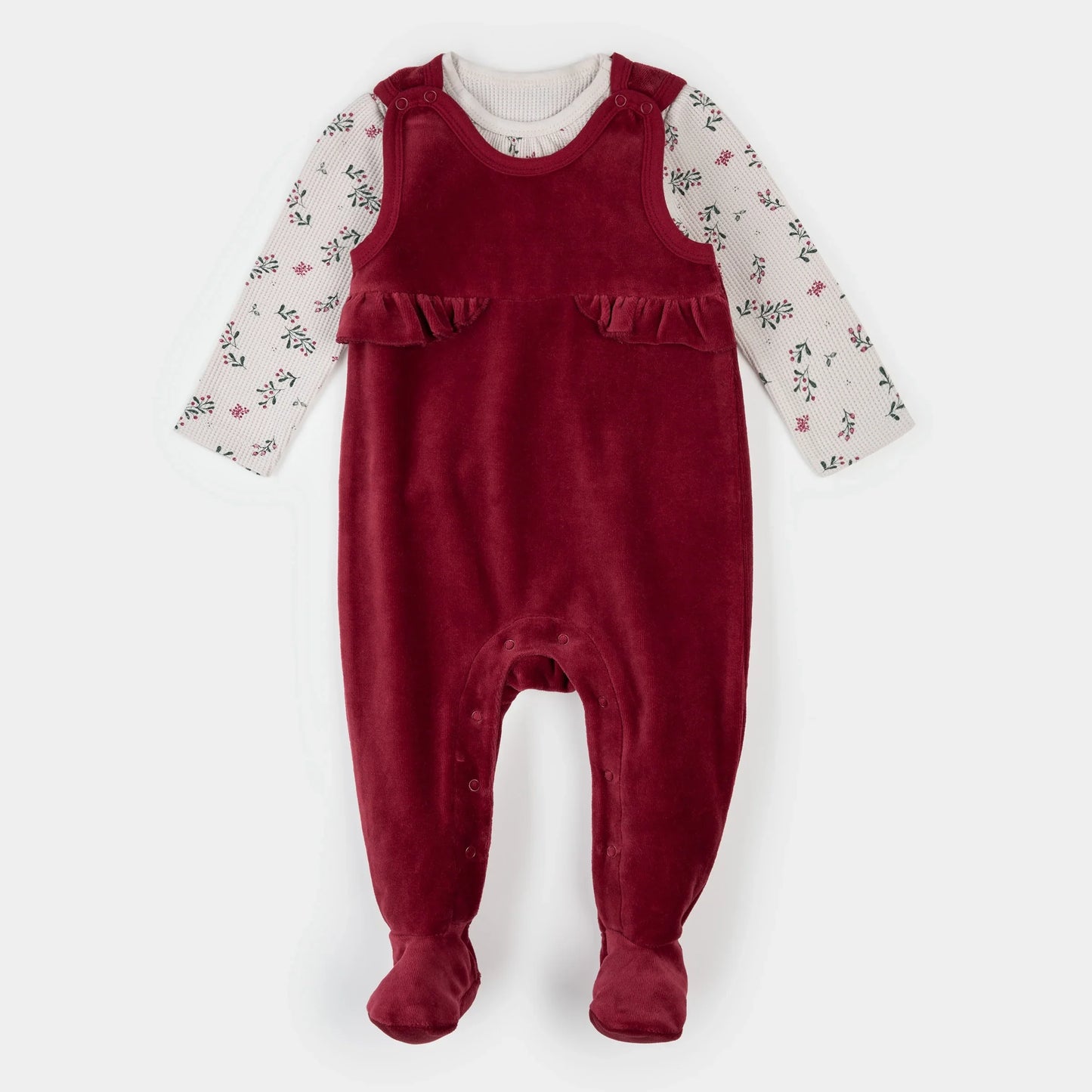 Thermal Overall Set | Winterberry Holly Print | Petit Lem