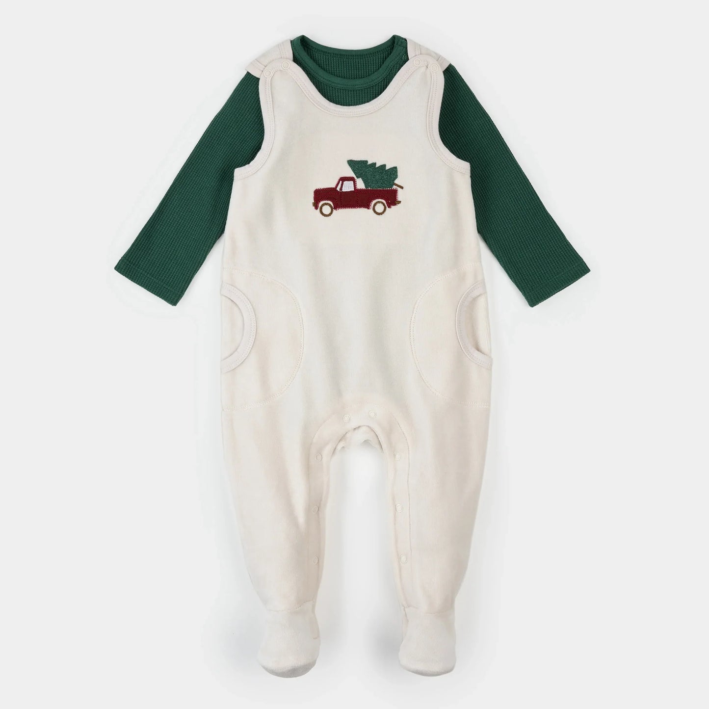 Ensemble thermique | Rayures vert foncé | Petit Lem
