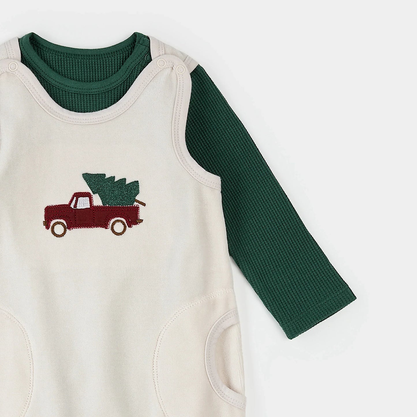 Ensemble thermique | Rayures vert foncé | Petit Lem
