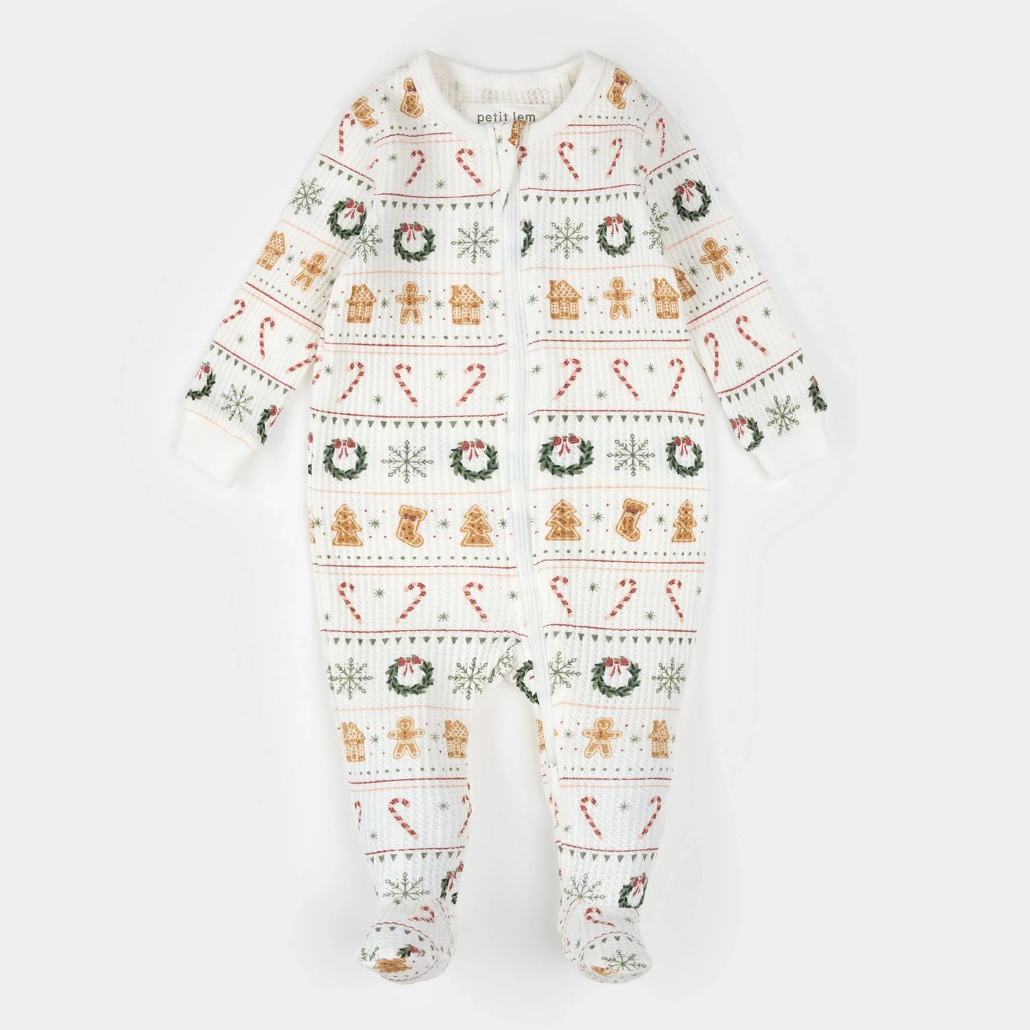 Footed Thermal Sleeper | Holiday Treats Fair Isle Print | Petit Lem
