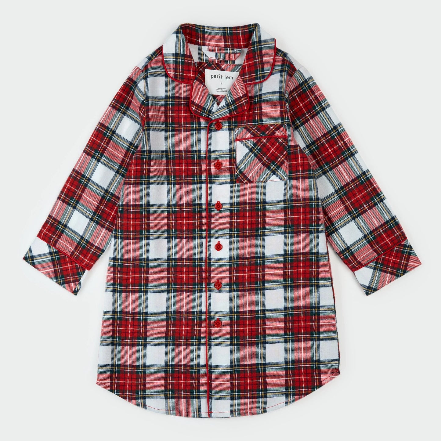 Flannel Night Gown | Red Tartan Plaid | Petit Lem