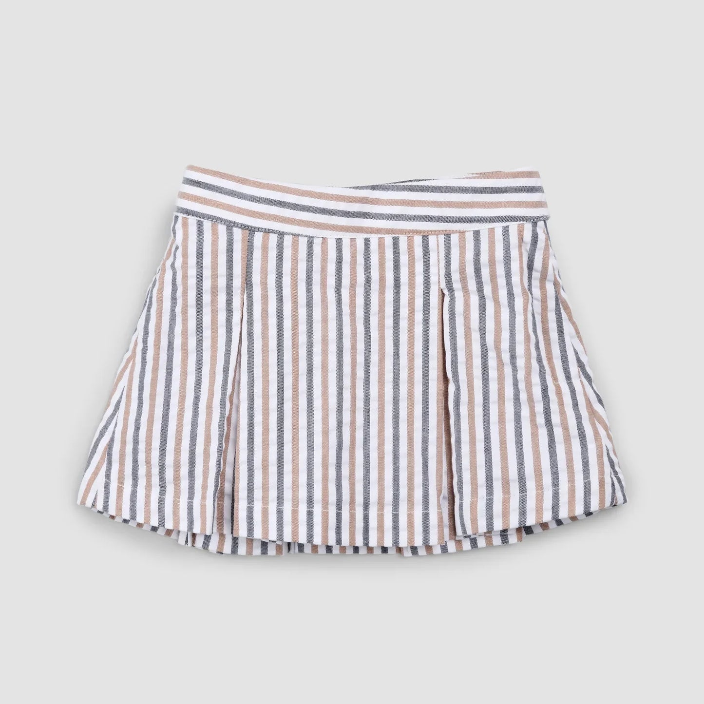 Rosewood & Navy Striped Seersucker Skort | Miles The Label