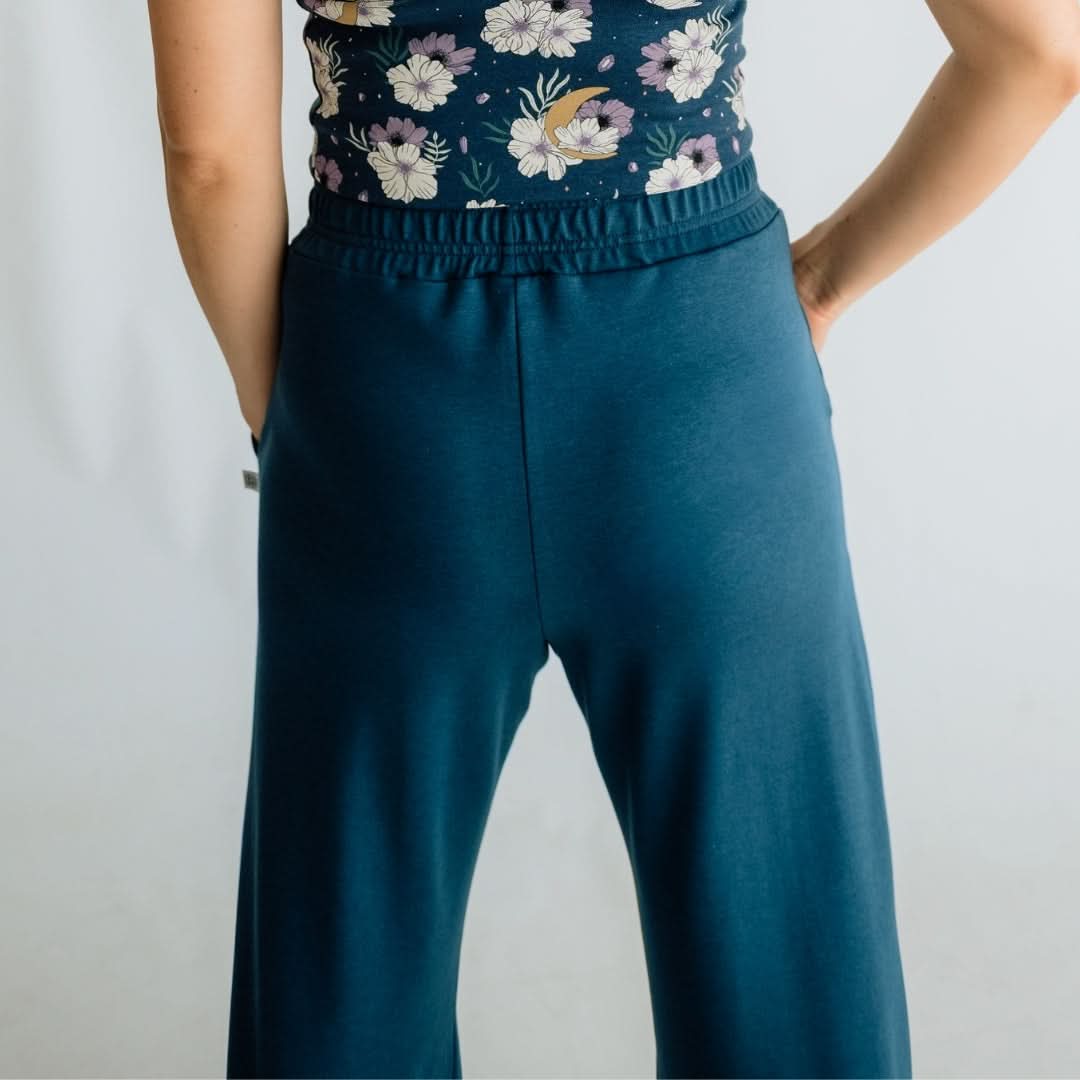 Pantalon large en bambou pour femmes | Marine