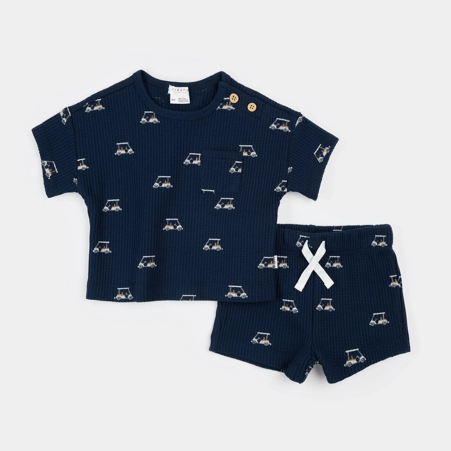 Ensemble 2 pièces | Bleu marine avec voiturettes de golf | Petit Lem