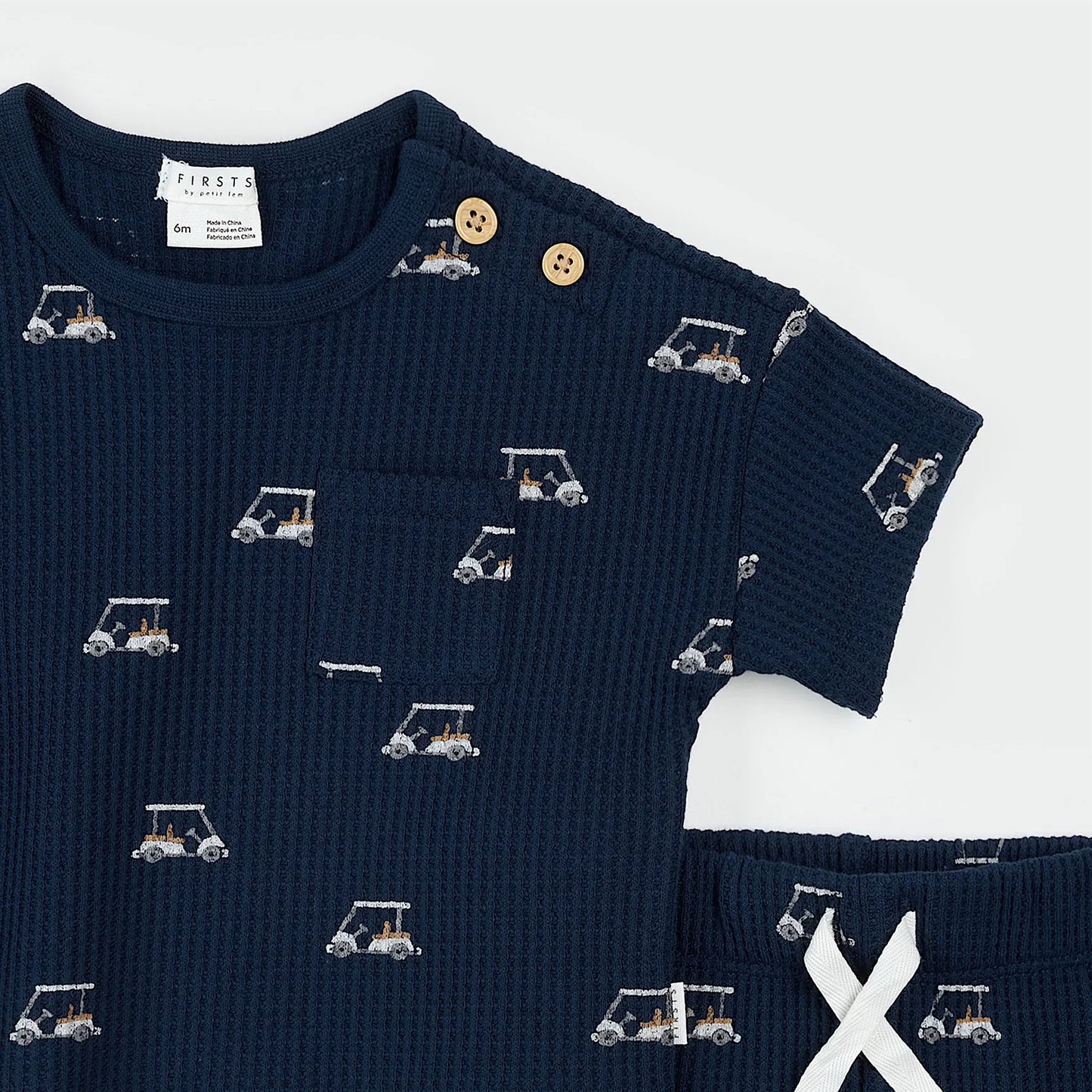 Ensemble 2 pièces | Bleu marine avec voiturettes de golf | Petit Lem