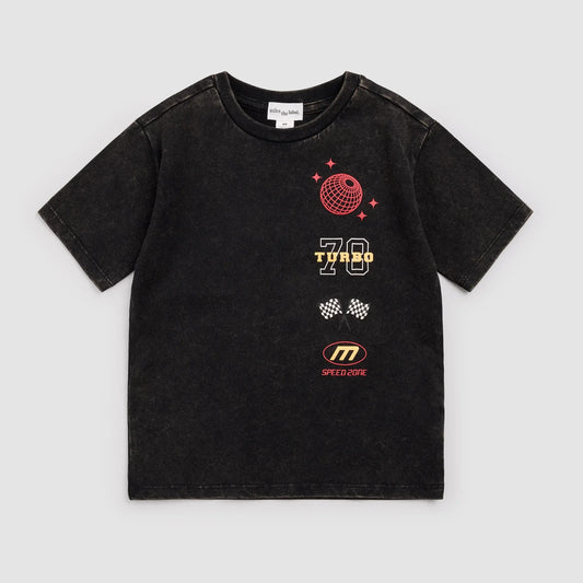 T-shirt tricoté | Noir Racing | Miles the Label