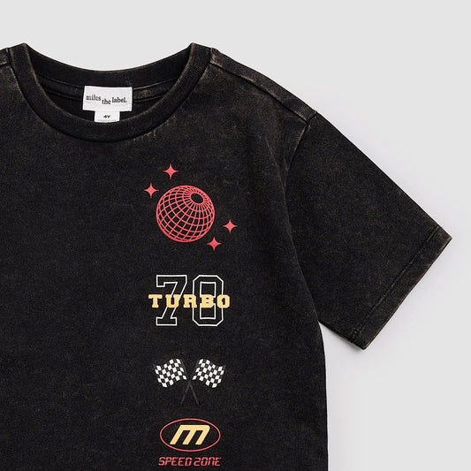 T-shirt tricoté | Noir Racing | Miles the Label