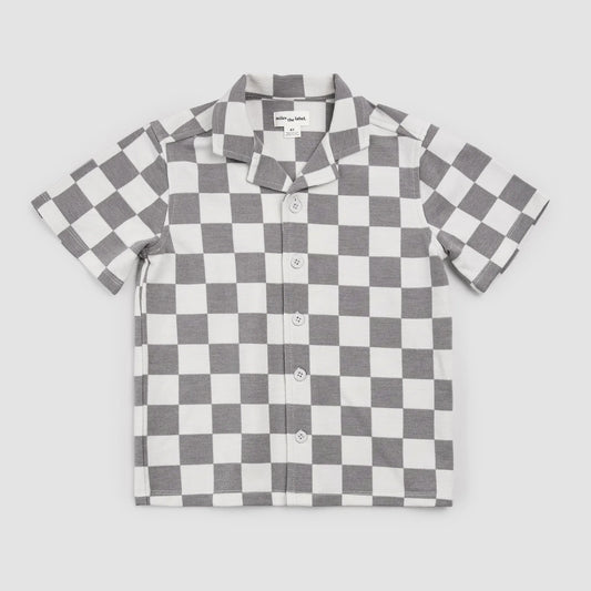Chemise en maille | Carreaux gris clair | Miles the Label