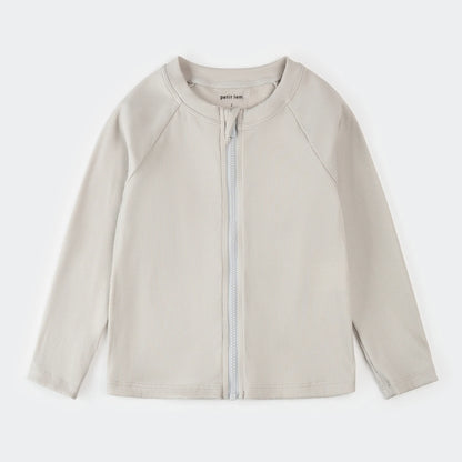 Haut anti-UV côtelé zippé | Gris clair | Petit Lem