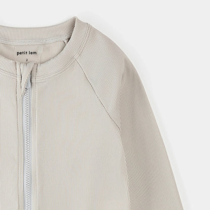 Haut anti-UV côtelé zippé | Gris clair | Petit Lem