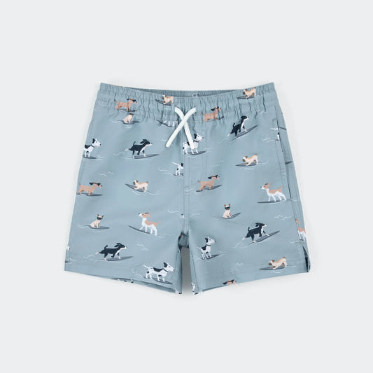 Swim Trunk | Surfing Pups on Blue | Petit Lem