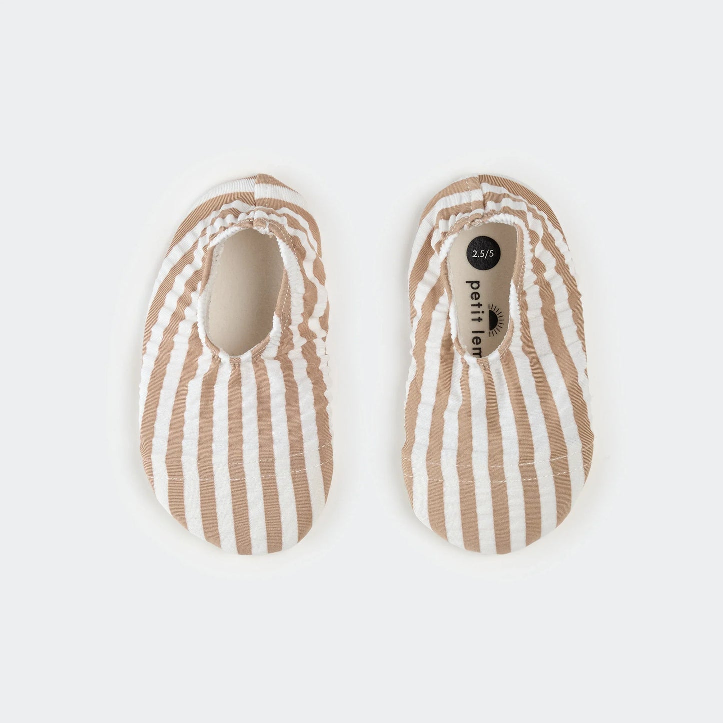 Chaussons de natation | Seersucker rayé taupe | Petit Lem