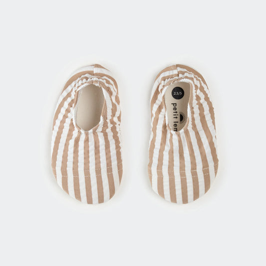 Chaussons de natation | Seersucker rayé taupe | Petit Lem