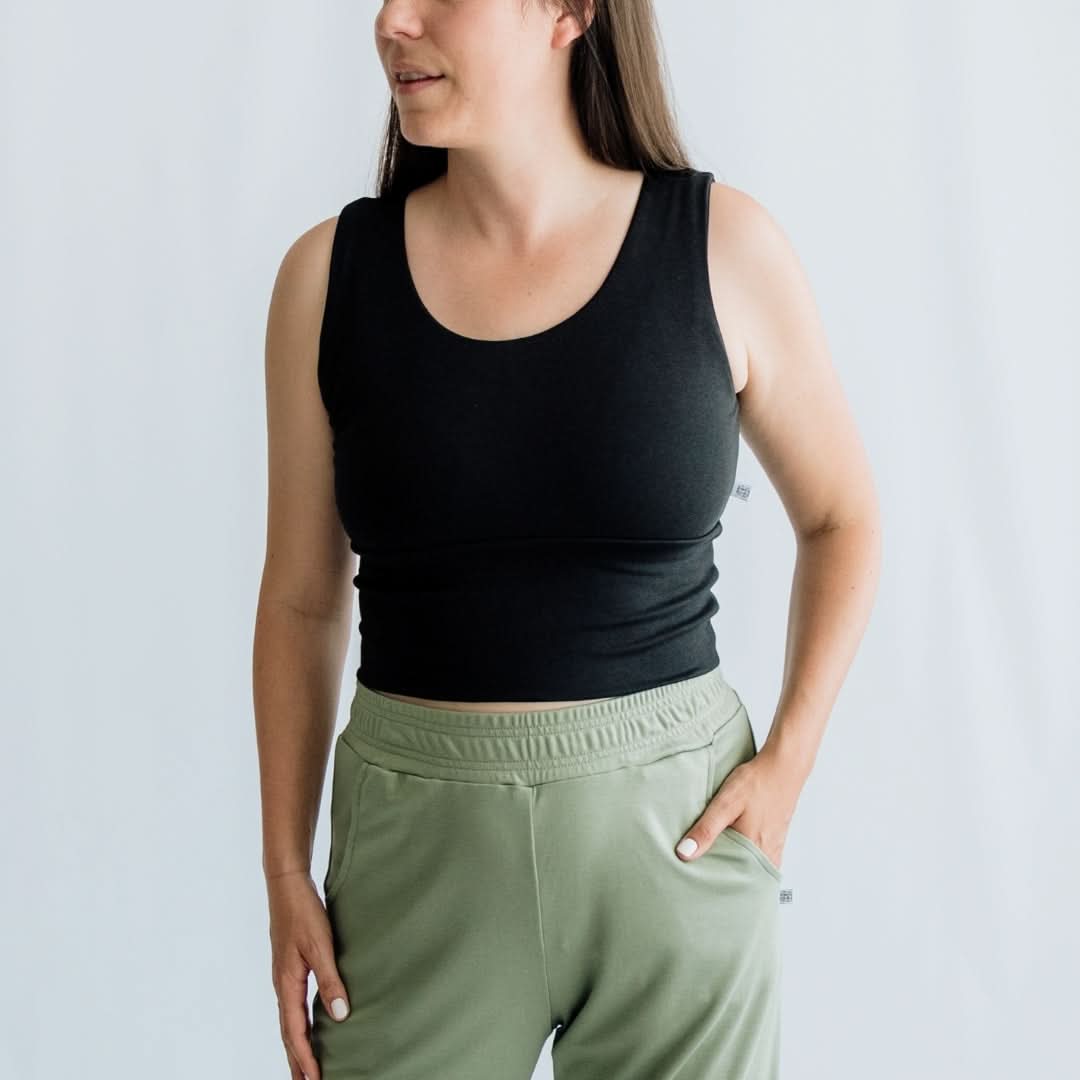 Débardeur long bandeau en bambou pour femme | Noir