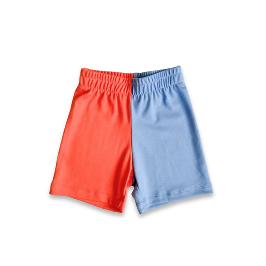 Shorts de jeu en bambou pour enfant | Mandarine écrasée et bleu de marée