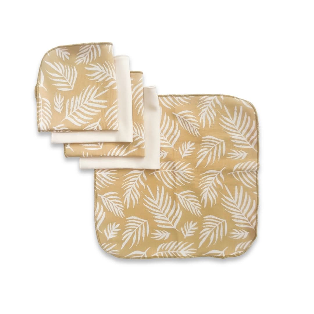 Bamboo Baby Washcloths (Pack of 5) | Palm Fronds & Cream