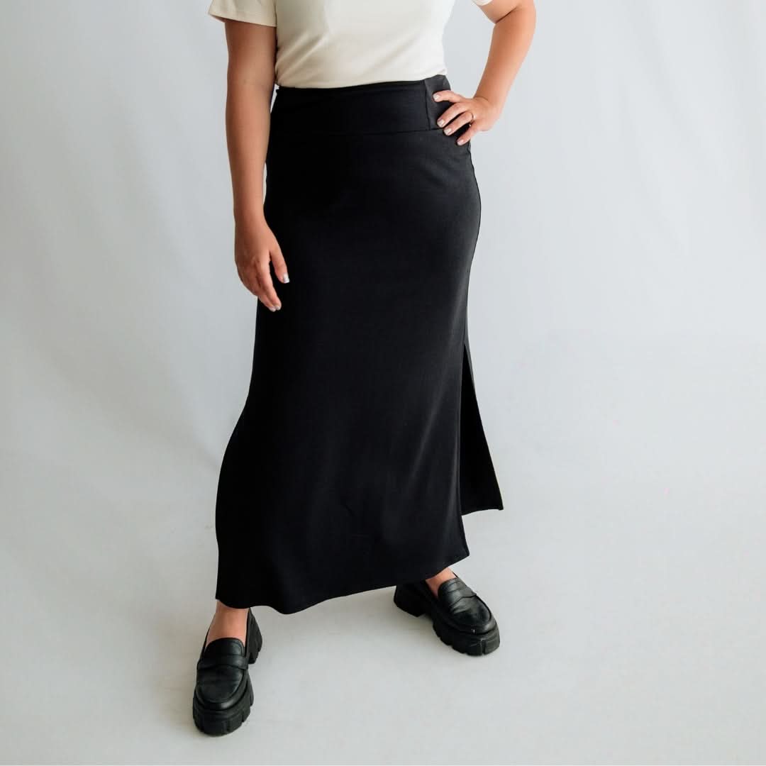 Jupe longue fendue en bambou pour femme | Sauge