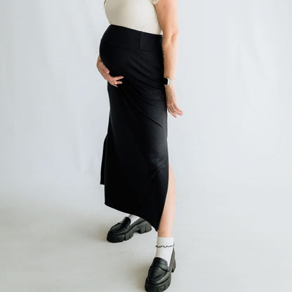 Jupe longue fendue en bambou pour femme | Sauge