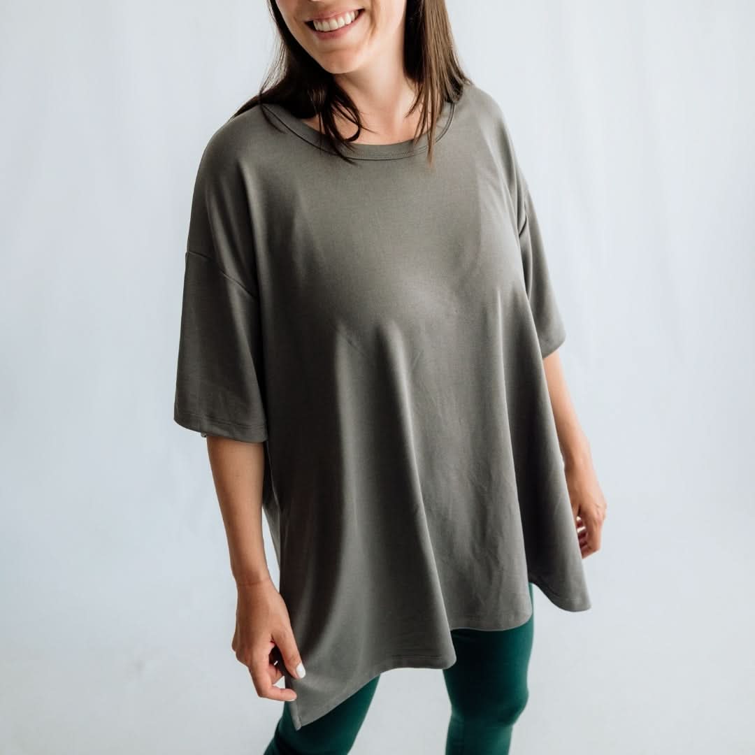 T-shirt oversize en bambou pour femme | Graphite