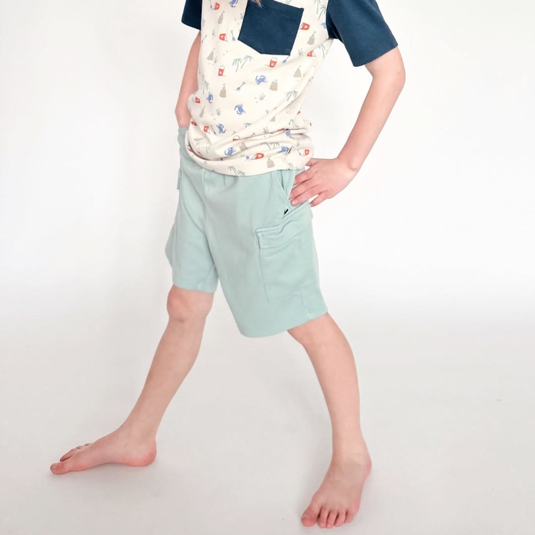 Short cargo en bambou pour enfant | Vert mer