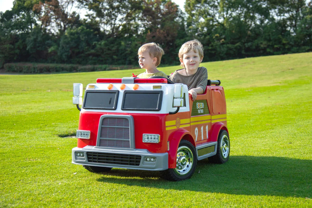 Camion de pompier 24V 2026, voiture électrique biplace pour enfants avec télécommande