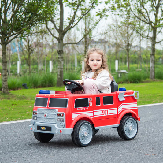 Camion de pompier 2026 12V DELUXE pour enfant, avec télécommande