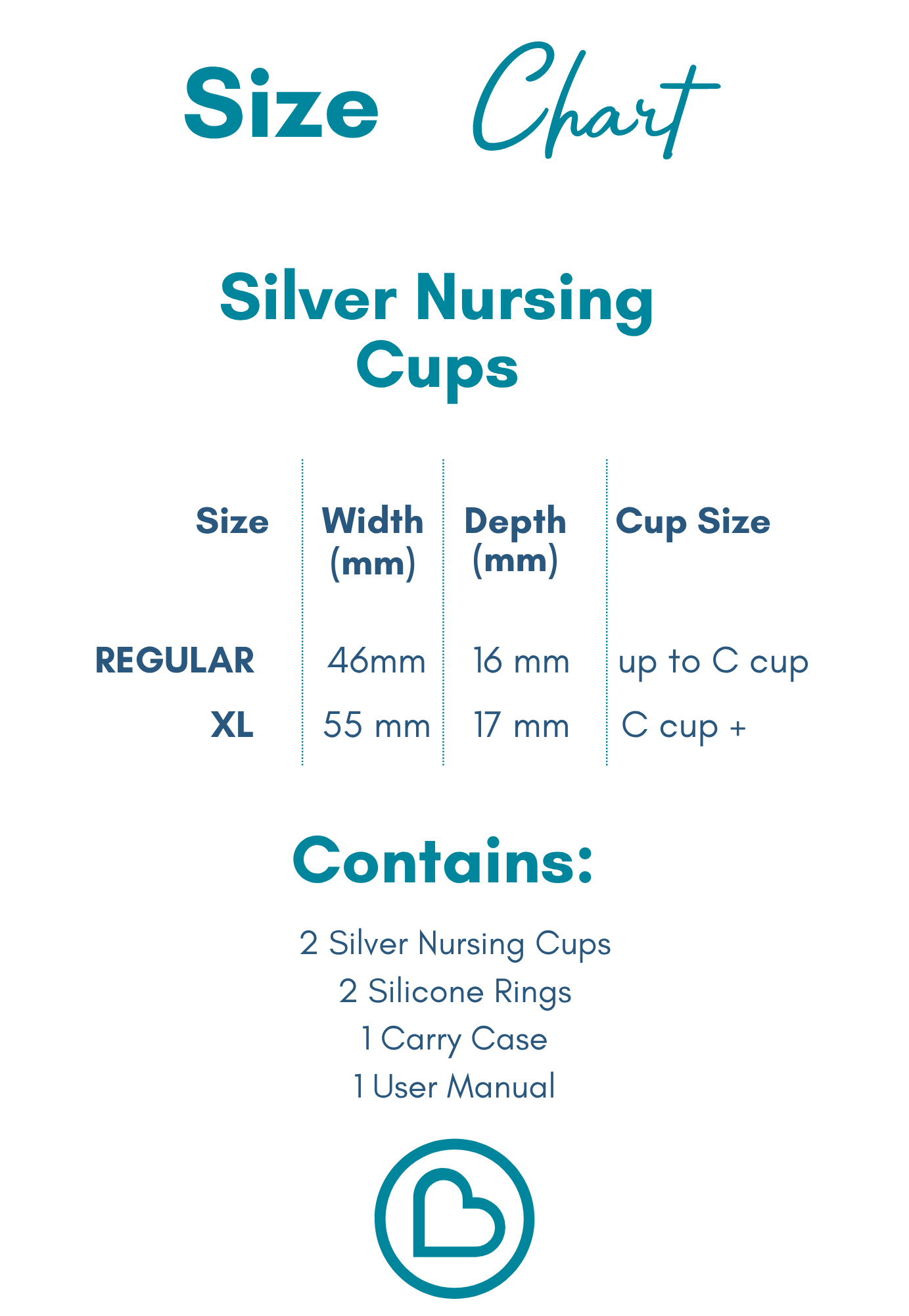 999 Silver Nursing Cups with Silicone Rings