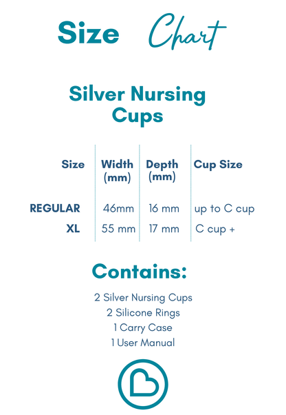 999 Silver Nursing Cups with Silicone Rings
