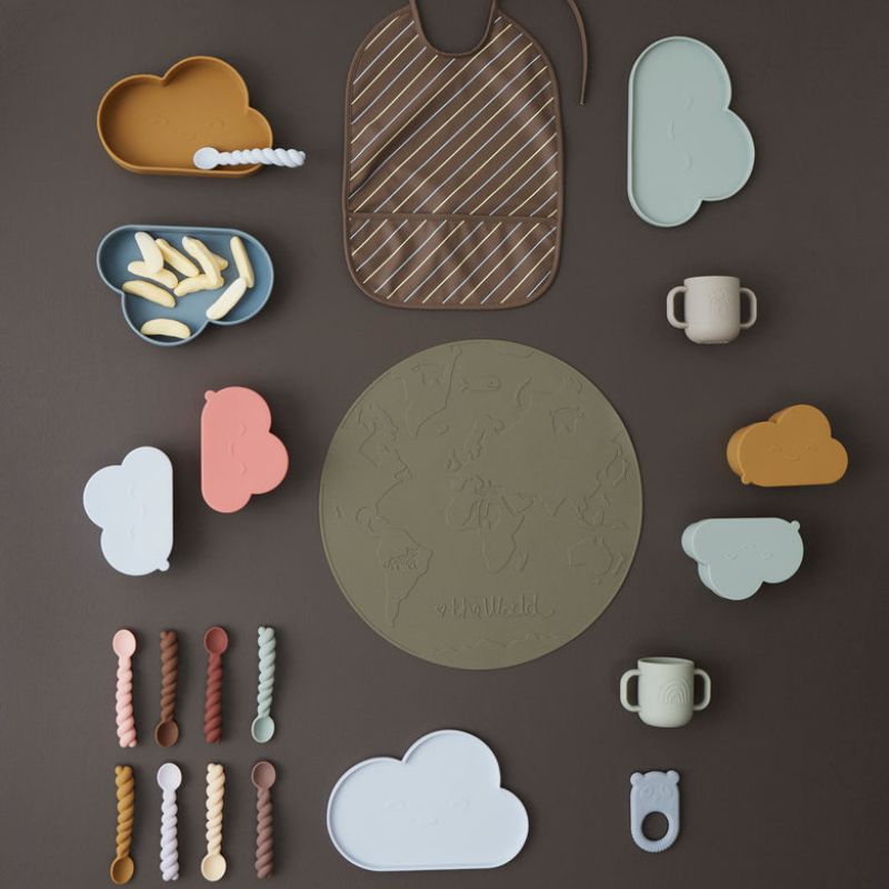 Assiette et bol nuage Chloe - Bleu glacial/Choko