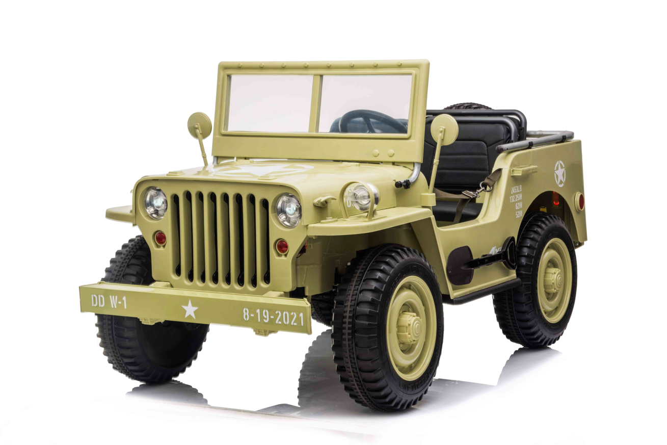 Voiture électrique pour enfants 24 V Jeep militaire 3 places DELUXE avec télécommande