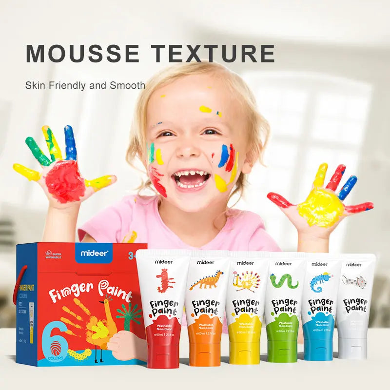 Paints For Drawing With Fingers - 12 Colors