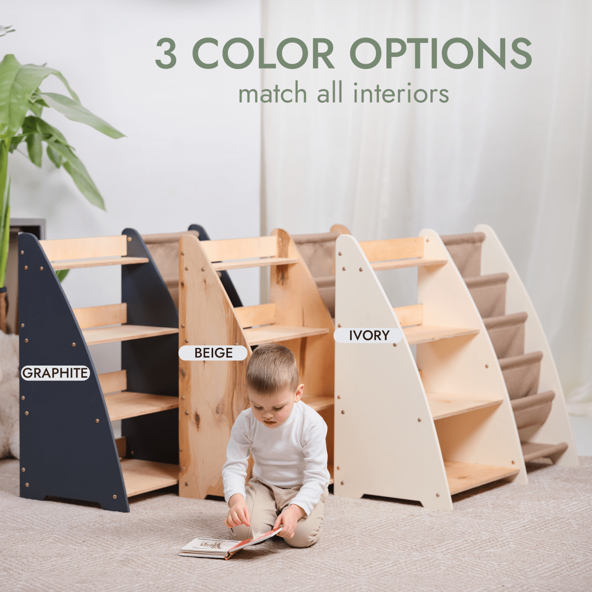 Étagère Montessori 2-en-1 pour Livres et Jouets
