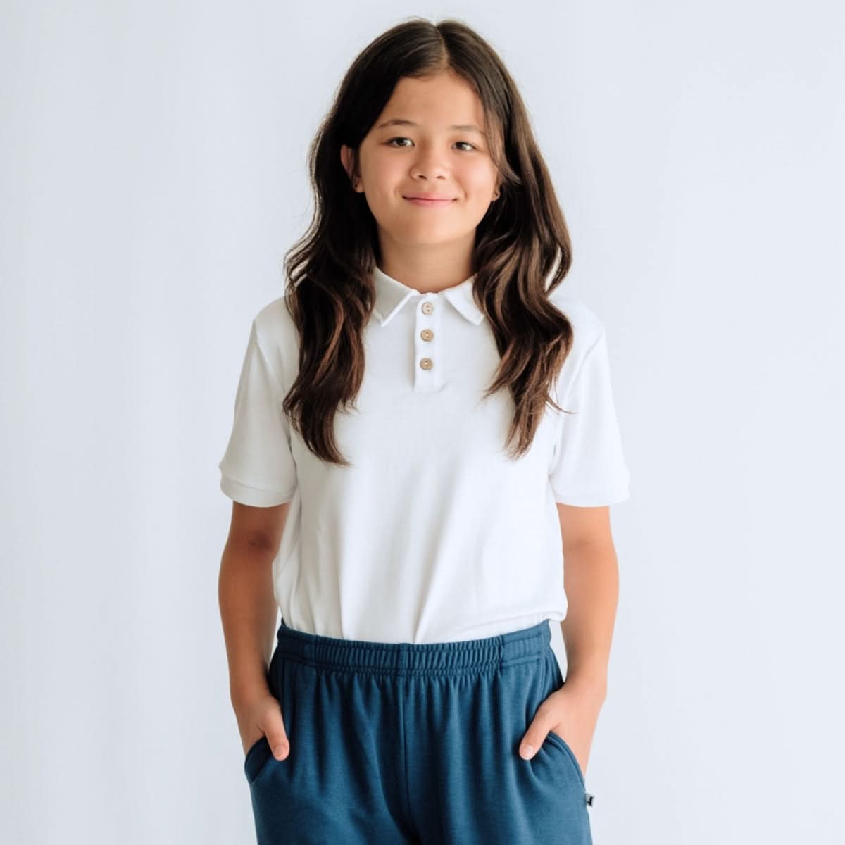 Polo enfant en bambou | Blanc