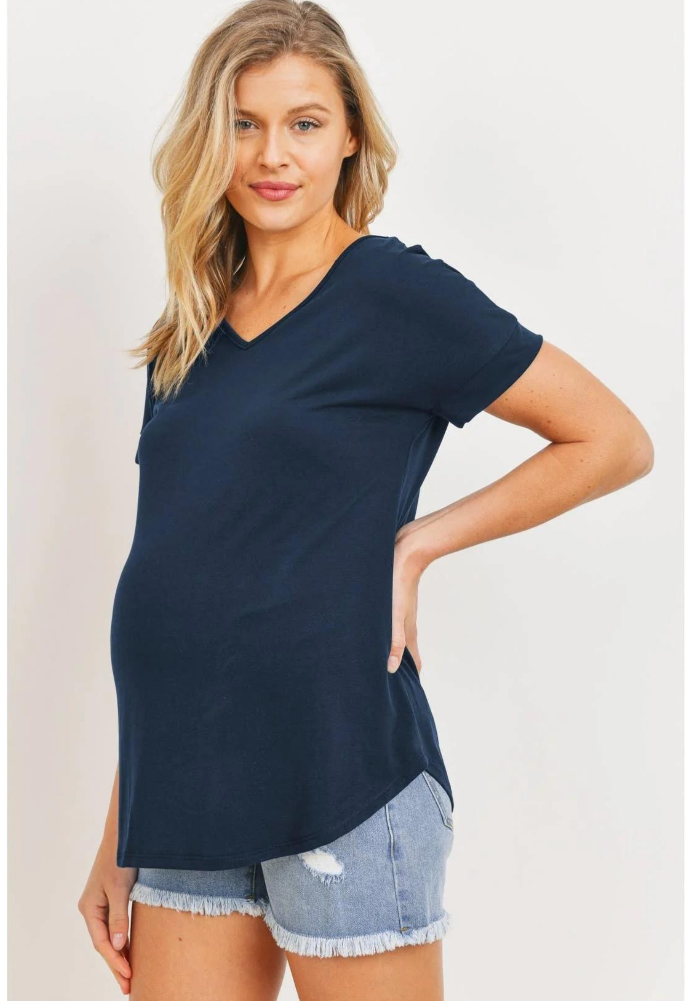 Open-Back V-Neck Maternity T-Shirt