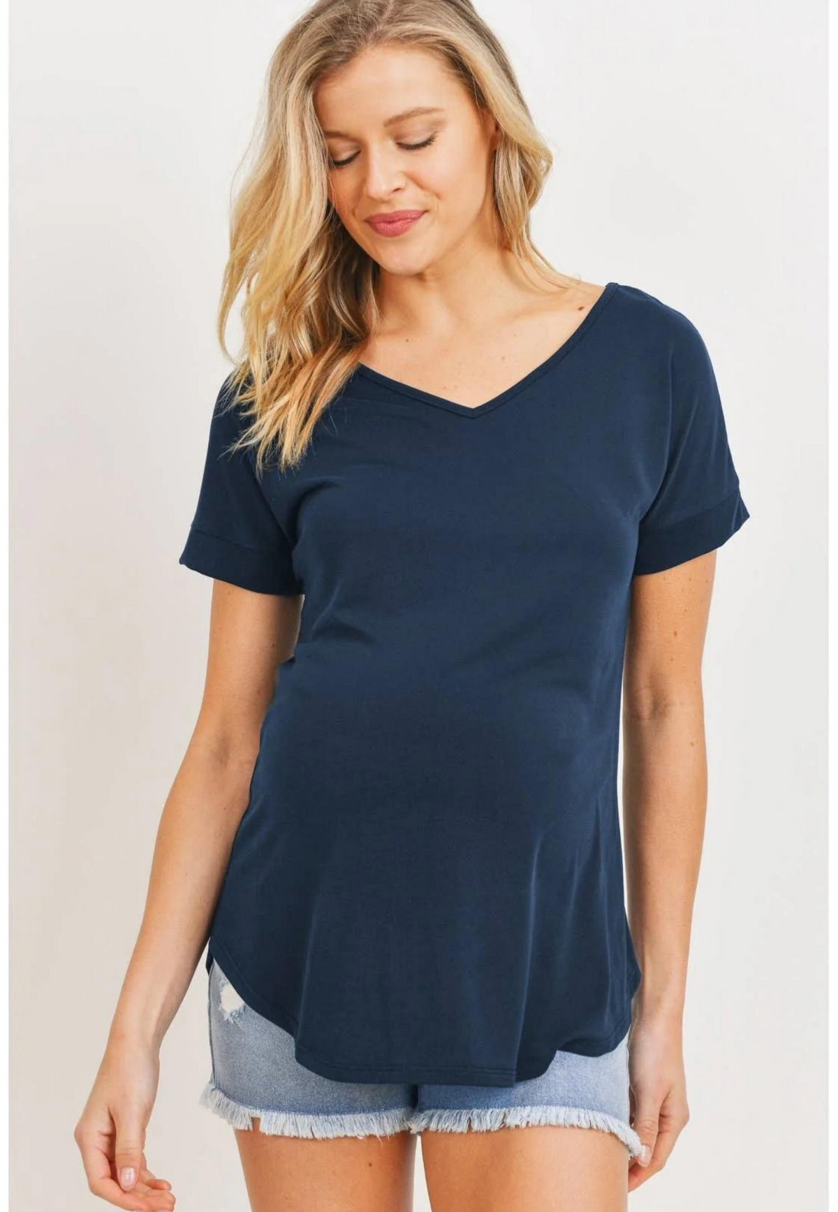 Open-Back V-Neck Maternity T-Shirt