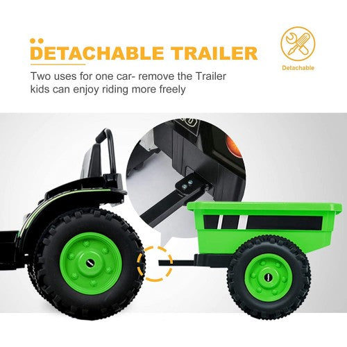 Voiture électrique pour enfants tracteur 6V 2026 avec télécommande et remorque détachable
