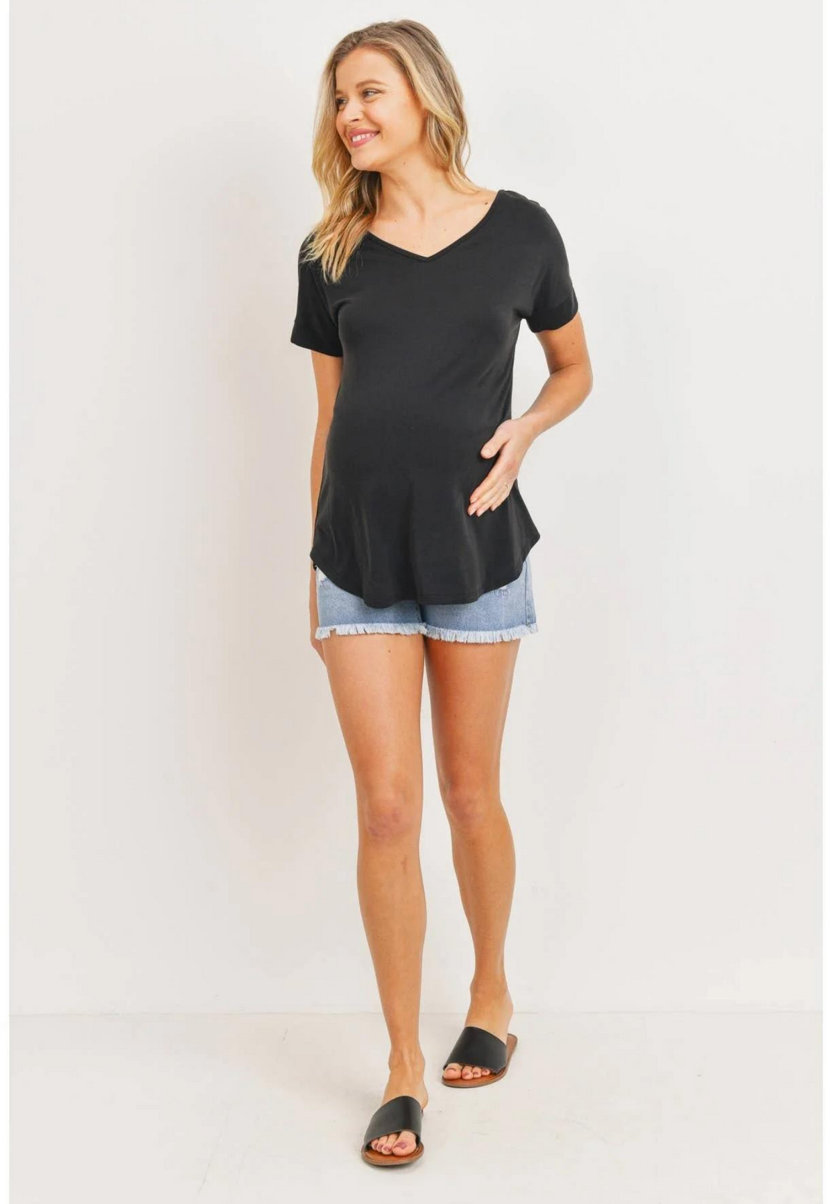 Open-Back V-Neck Maternity T-Shirt