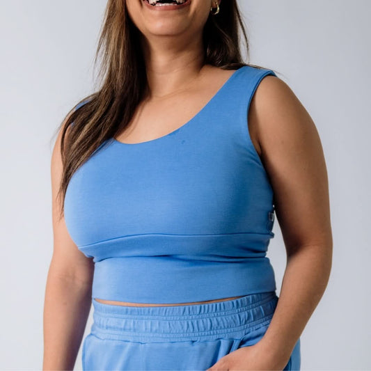 Débardeur long à lanières pour femme en bambou | Bleu océanique