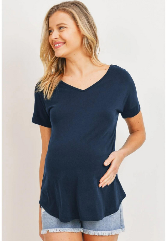 Open-Back V-Neck Maternity T-Shirt