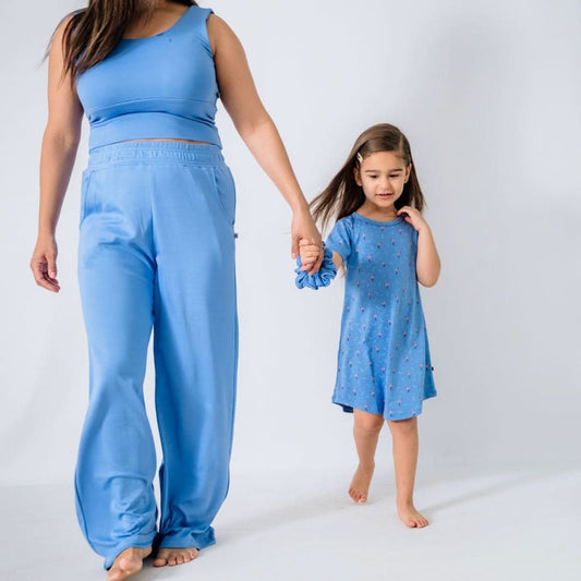 Pantalon ample en bambou pour femme | Bleu tidal