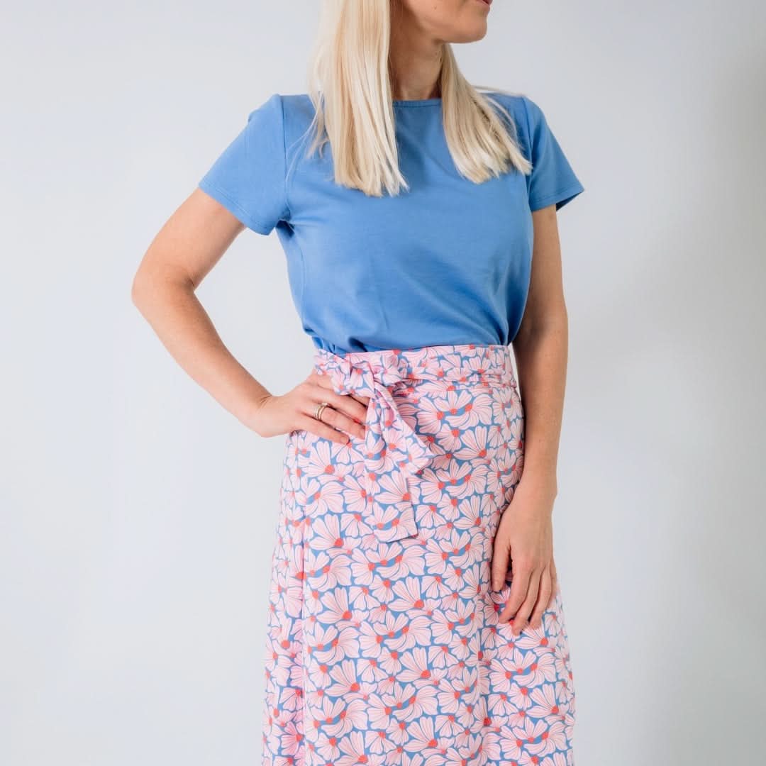 Jupe portefeuille en bambou pour femme | Motif floral Saltwater