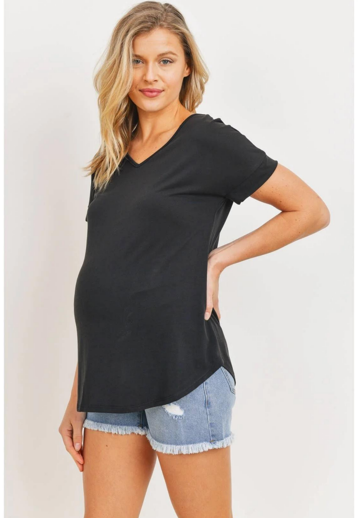 Open-Back V-Neck Maternity T-Shirt