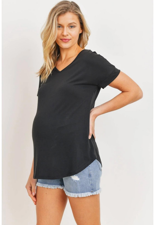Open-Back V-Neck Maternity T-Shirt