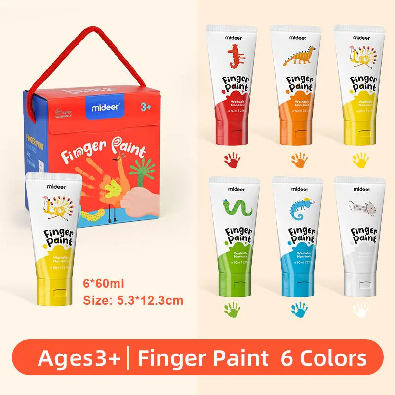 Paints For Drawing With Fingers - 12 Colors