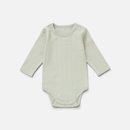 Organic Cotton Pointelle Long Sleeve Romper